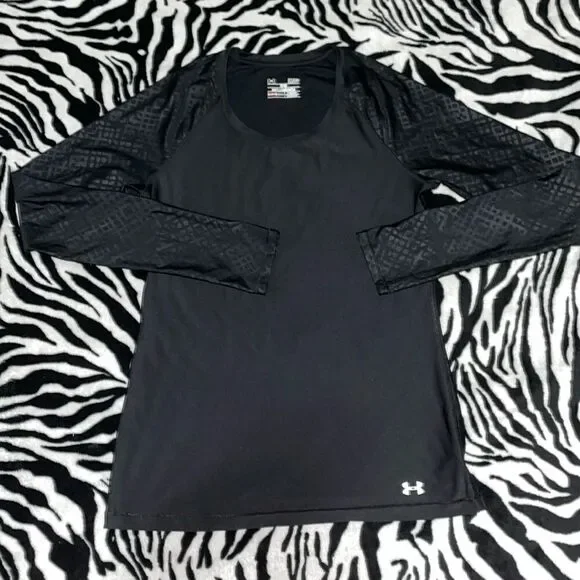 Under armour women’s print long sleeve fitted heat gear workout activewear top - Picture 1 of 11